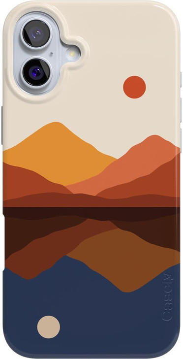 Casely iPhone 16 Case | Opposites Attract | Day & Night Mountains | Compatible with MagSafe | Classic Ultra Slim Design