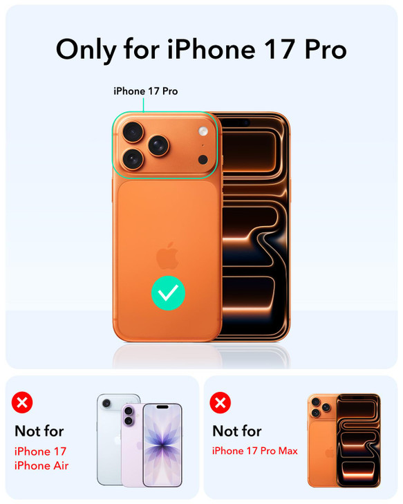 ESR for iPhone 17 Pro Case, 7X Military-Grade Drop Protection, Shock-Absorbing Rugged Cover with Camera Control Button, MagSafe Accessories Compatibl