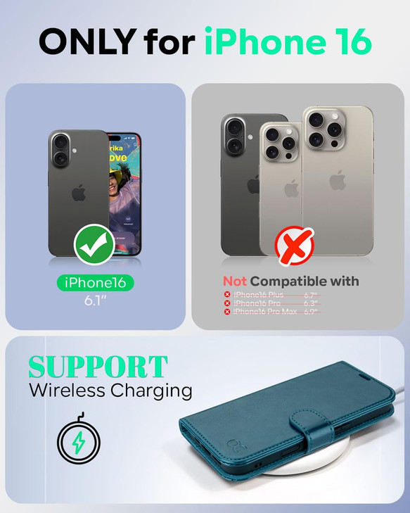 OCASE Compatible with iPhone 16 Wallet Case, PU Leather Flip Folio Case with Card Holders RFID Blocking Kickstand [Shockproof TPU Inner Shell] Phone