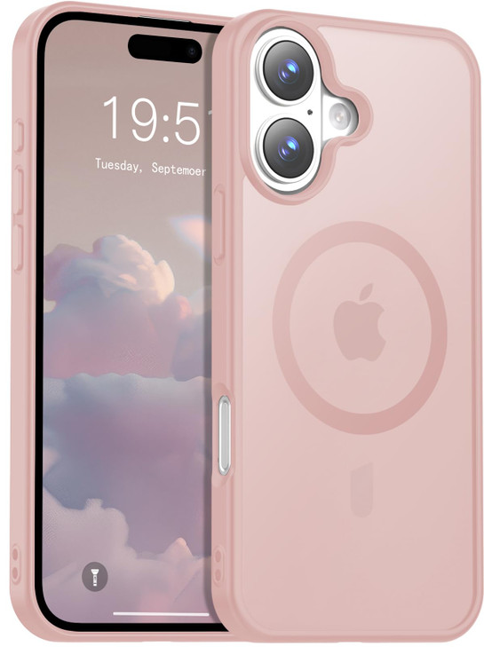 Temdan for iPhone 16 Case, Compatible with Magsafe, Anti-Yellowing, Military-Grade Protection, Shockproof Slim Magnetic Phone Case Cover, Light Pink