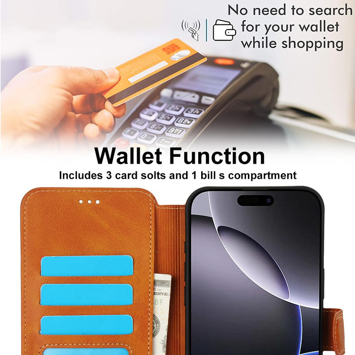 QLTYPRI Case for iPhone 16 Pro Max Premium PU Leather Simple Wallet Case [Card Slots] [Kickstand] [Magnetic Closure] Shockproof Flip Cover for iPhone