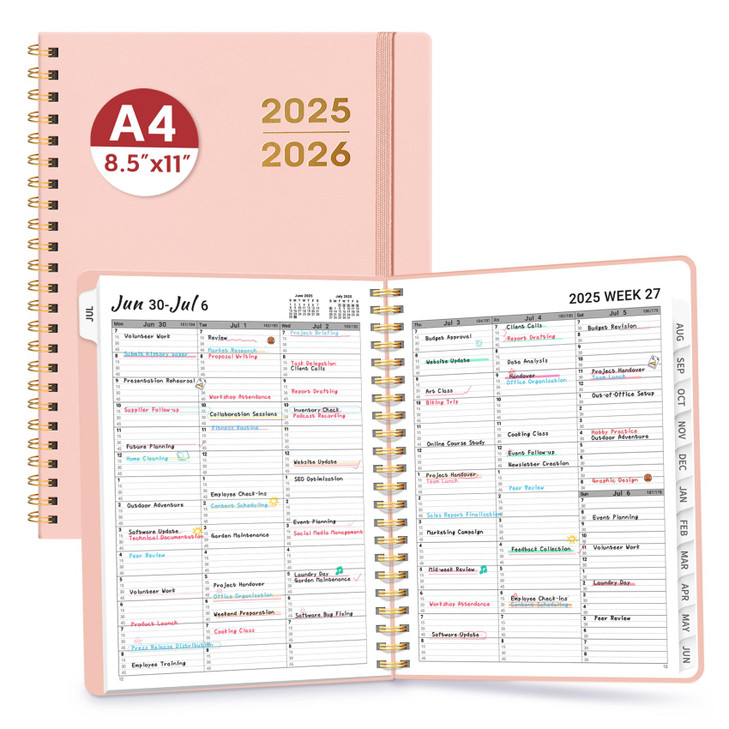 Appointment Book 2025-2026, Quarter-Hourly, Weekly & Monthly Academic Planner (July 2025 - June 2026), 8.5"x11" Schedule Book with Flexible Cover & T