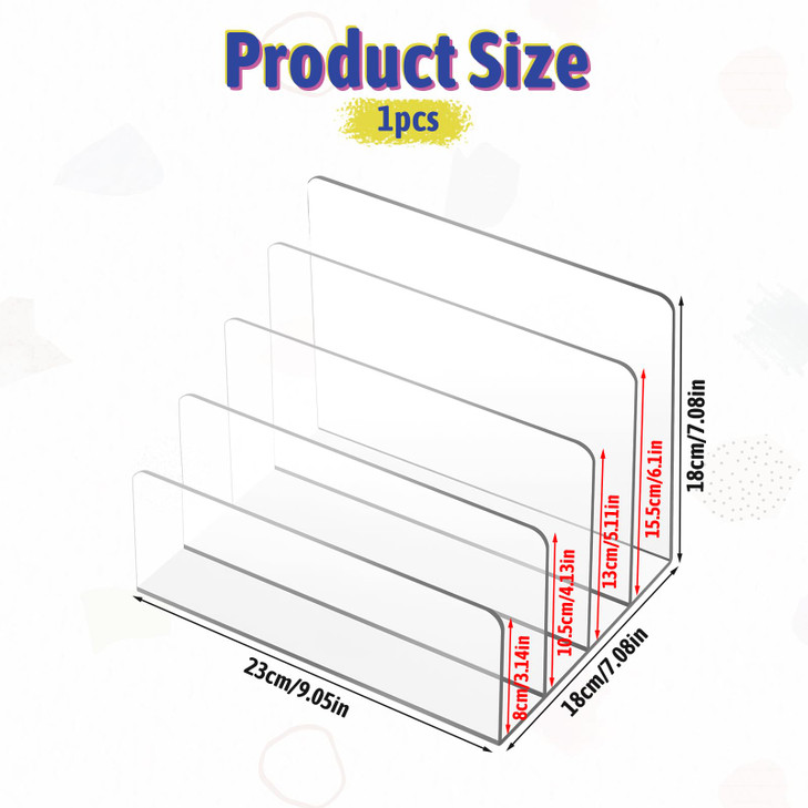 Hariendny 4 Compartments Acrylic File Organizer for Desk, Vertical Letter Holder, Mail Organizer Letter Holder, Acrylic Desk Organizer for Document,