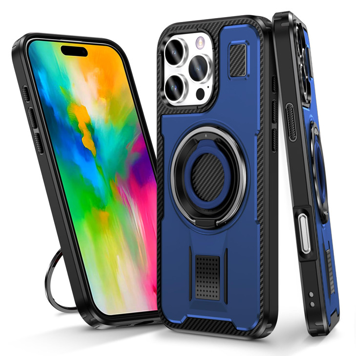 IDYStar for iPhone 16 Pro Max Case with Kickstand+Soft Silicone Ring+Heat Dissipation Hole,Hybrid 2 in 1 Drop Test Cover Slim Fit Protective Sturdy C