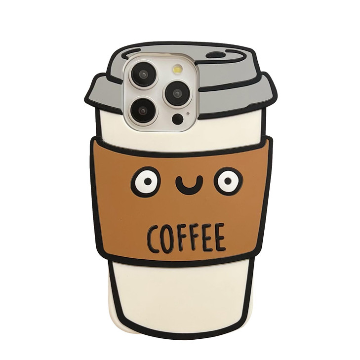 YAKVOOK Soft Silicone Case Compatible with iPhone 16 Pro Max,Cute 3D Cartoon Coffee Funny Kawaii Phone Cases Women Girls Shockproof Cover for iPhone