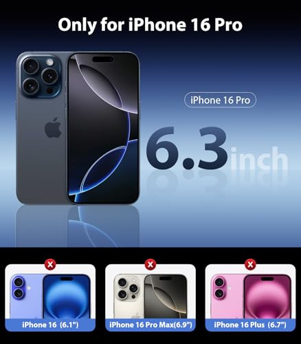 Mkeke for iPhone 16 Pro Case Clear [Not-Yellowing] [Military-Grade Drop Protection] Shockproof Protective Clear iPhone 16 Pro Case Phone Bumper for A