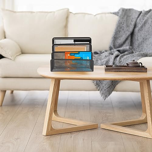 SEWACC Desk File Organizer 3-Section Vertical File Folder Holder Metal Mesh File Sorter Small Letter Sorter for Office Classroom Desktop Organization