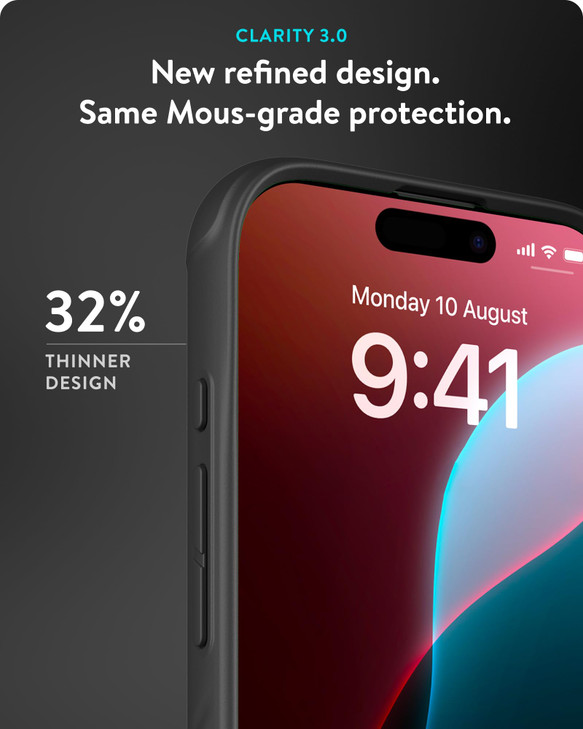 Mous for iPhone 16 Pro Clear Case - Clarity 3.0 - Protective Scratch Resistant Crystal Clear & Slim Design