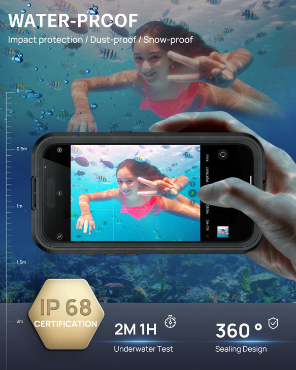 Lanhiem Magnetic Case for iPhone 16 Plus, IP68 Waterproof Dustproof Phone Case, [Compatible with Magsafe] [Built-in Screen Protector] Full Body Heavy