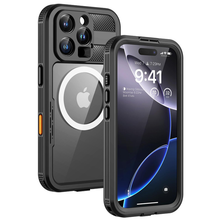 Lanhiem Magnetic for iPhone 16 Pro Case, IP68 Waterproof Dustproof Case, [Compatible with Magsafe] [Built-in Screen Protector] Full Body Heavy Duty R