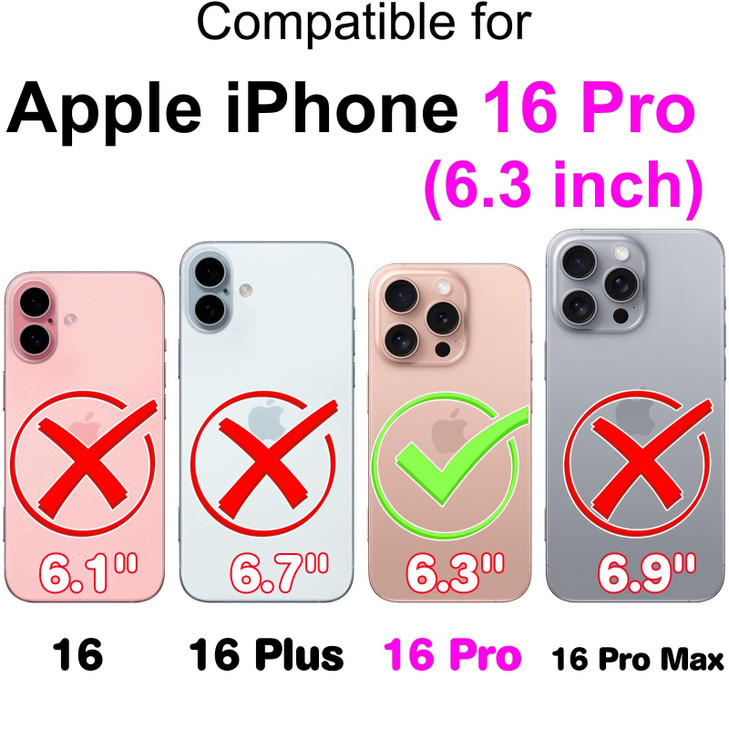 SASYMALY for iPhone 16 Pro Wallet case, Flip Folio Cover with Stand Feature for Women Men, PU Leather Phone Case Fit for iPhone 16 Pro 6.3'' [Rose Go