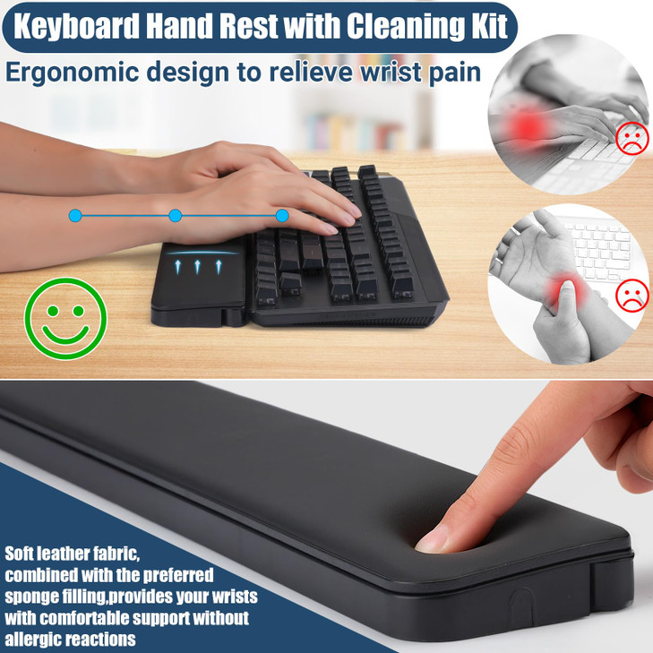 XANGNIER Keyboard Wrist Rest with Cleaner Kit,Typing Pain Relief,Deep Cleaning for Airpod/iPhone/iPad/MacBook,Computer,PC,Cell Phone,Charging Port,Ea