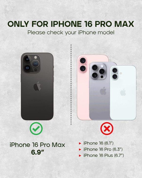 Porter Riley - Leather Case Compatible with iPhone 16 Pro Max. Premium Genuine Leather Slim Back/Bumper/Shell/Shockproof Case (Pure Black)