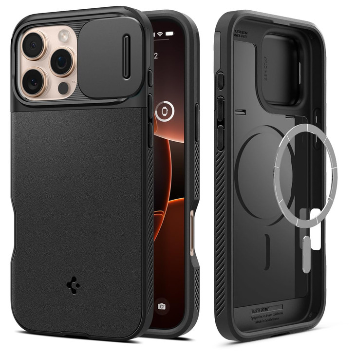 Spigen Optik Armor MagFit Designed for iPhone 16 Pro Max Case [Military-Grade Protection] Compatible with MagSafe - Black