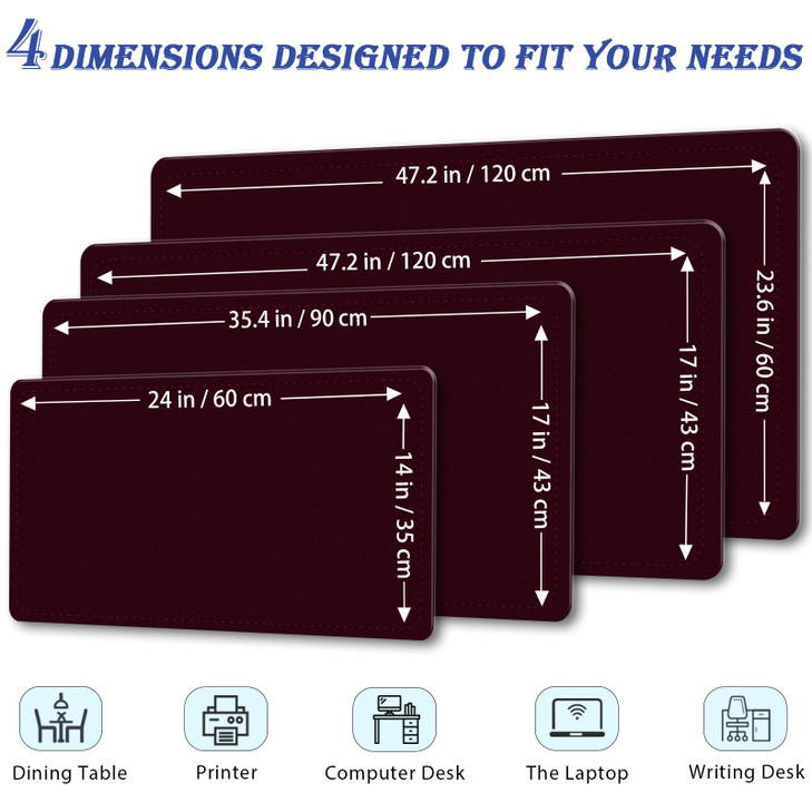 Large Desk Mat 35.4" x 17", PU Leather Desk Pad Protector, Non-Slip Large Mouse Pad for Desk, Waterproof Computer Desk Mat, Office Desk Pad for Keybo