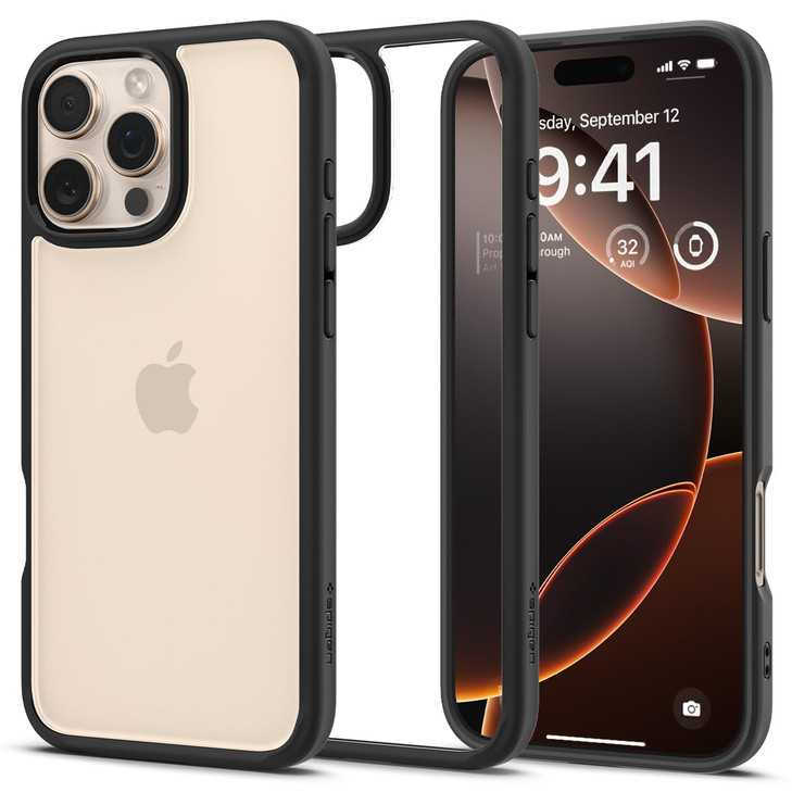 Spigen for iPhone 16 Pro Max Case, Ultra Hybrid [No Magnet Ring][Anti-Yellowing] - Matte Black
