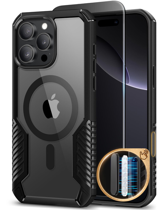 MOBOSI for iPhone 16 Pro Max Case, [Compatible with MagSafe] [18FT Military-Grade Protection] [with Privacy Screen&Camera Lens Protector], Heavy Duty