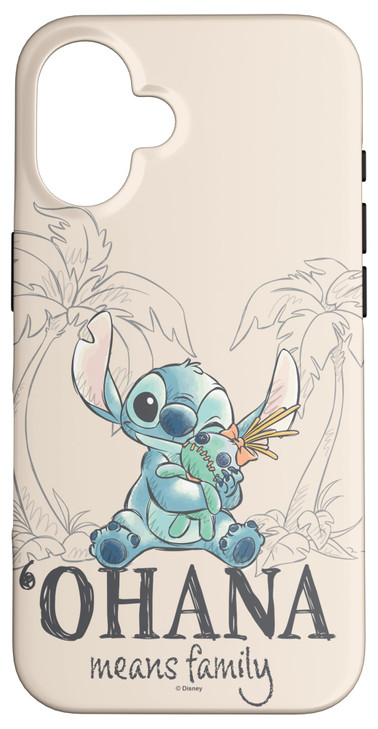 Disney Lilo & Stitch Ohana Means Family Cute Hug Sketch Case for iPhone 16
