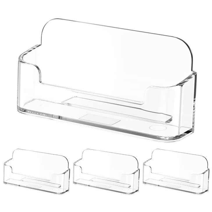 MaxGear 12 Pack Acrylic Business Card Holder for Desk, Clear Plastic Display Stand Fits 50 Business Cards, Elegant Desktop Organizer for Home and Off