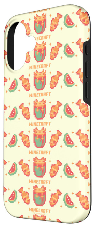 Minecraft Pixelated Axolotl Fish & Watermelon Retro Logo Case for iPhone 16