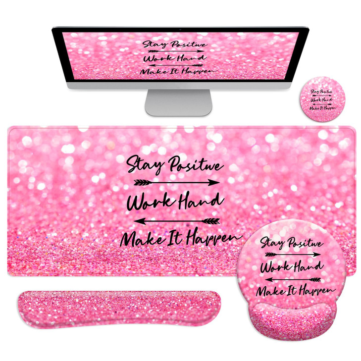 zokifab Long Mouse Pad XXL,Ergonomic Desk Mat Gaming Set,Keyboard Wrist Support Rest Mouse Pad Suitable for Office and Home (XXL Pink Set)