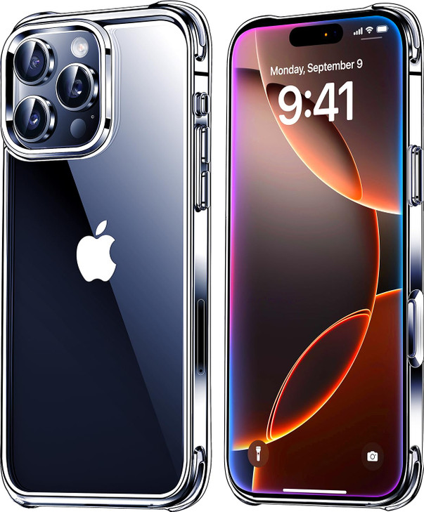 Mkeke for iPhone 16 Pro Max Case Clear [Not-Yellowing] [Military-Grade Drop Protection] Shockproof Protective Clear iPhone 16 Pro Max Case Phone Bump