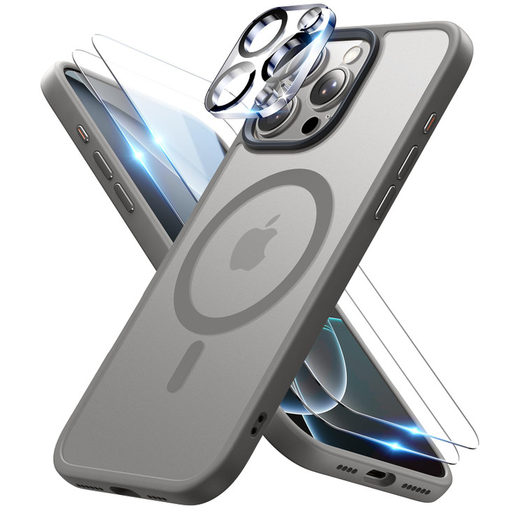 Meifigno Magnetic Case for iPhone 16 Pro 6.3, [with 2X Clear Screen Protectors & 1X Lens Protector] [Compatible with MagSafe], Shockproof Protectiv