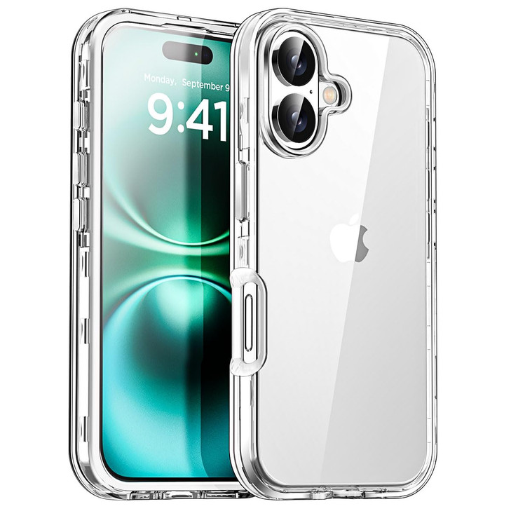 AICase for iPhone 16 Plus Clear Case(6.7"),Heavy Duty Drop Protection Full Body Rugged Shockproof/Dust Proof 3-Layer Military Protective Tough Durabl