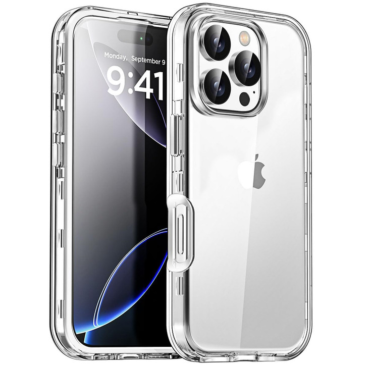 AICase for iPhone 16 Pro Clear Case(6.3"),Heavy Duty Drop Protection Full Body Rugged Shockproof/Dust Proof 3-Layer Military Protective Tough Durable
