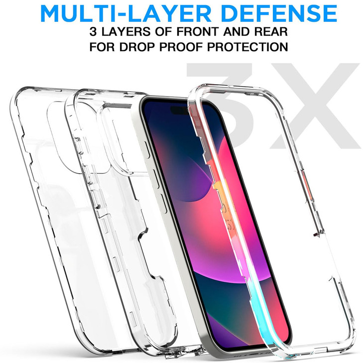 AICase for iPhone 16 Pro Clear Case(6.3"),Heavy Duty Drop Protection Full Body Rugged Shockproof/Dust Proof 3-Layer Military Protective Tough Durable