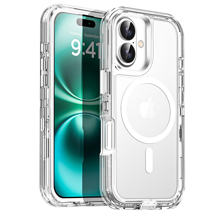 AICase for iPhone 16 Case Clear Compatible with MagSafe 3 in 1 Heavy Duty Drop Protection Full Body Rugged Shockproof/Dust Proof 3-Layer Military Pro