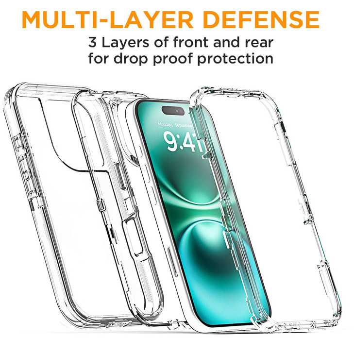 AICase for iPhone 16 Case Clear Compatible with MagSafe 3 in 1 Heavy Duty Drop Protection Full Body Rugged Shockproof/Dust Proof 3-Layer Military Pro