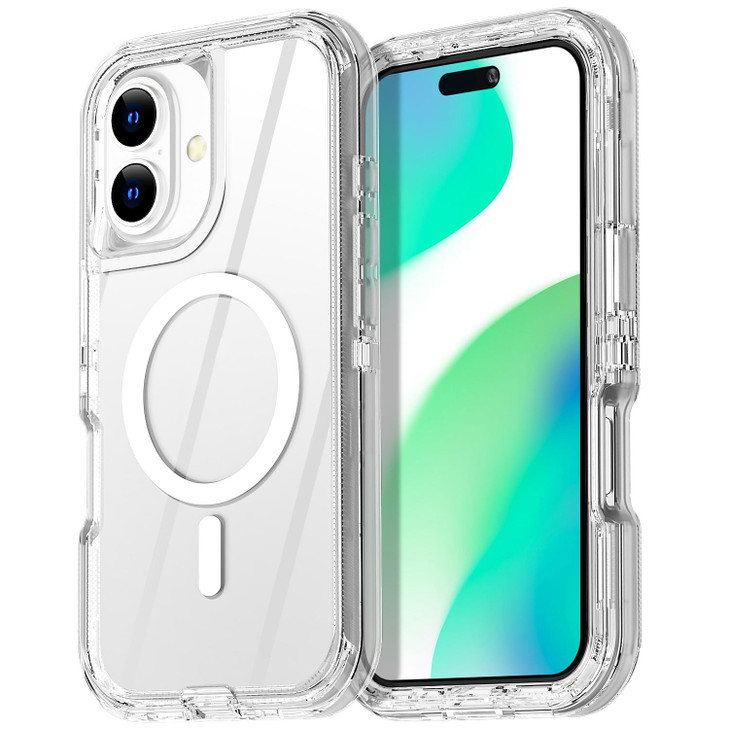 AICase for iPhone 16 Case Clear[Compatible with MagSafe] Heavy Duty Durable 3-Layer [Not Yellowing][Military Grade Drop Protection] Shockproof/DropPr