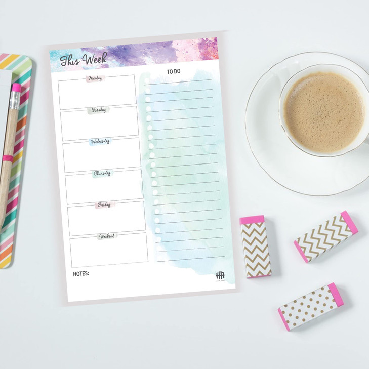 To do list, Weekly Planner Note Pad, Planning System Notepad Organizer, Goal Tracker Easy Page Tear off 50 sheets (This Week, 8.5 x 5.5)