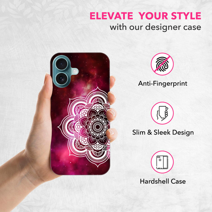 SuzaCase Back Case for iPhone 16, iPhone 16 Case with Stylish Mandala Nebula Galaxy Design Printed Cute, Sleek Durable Hardshell Protective Designer