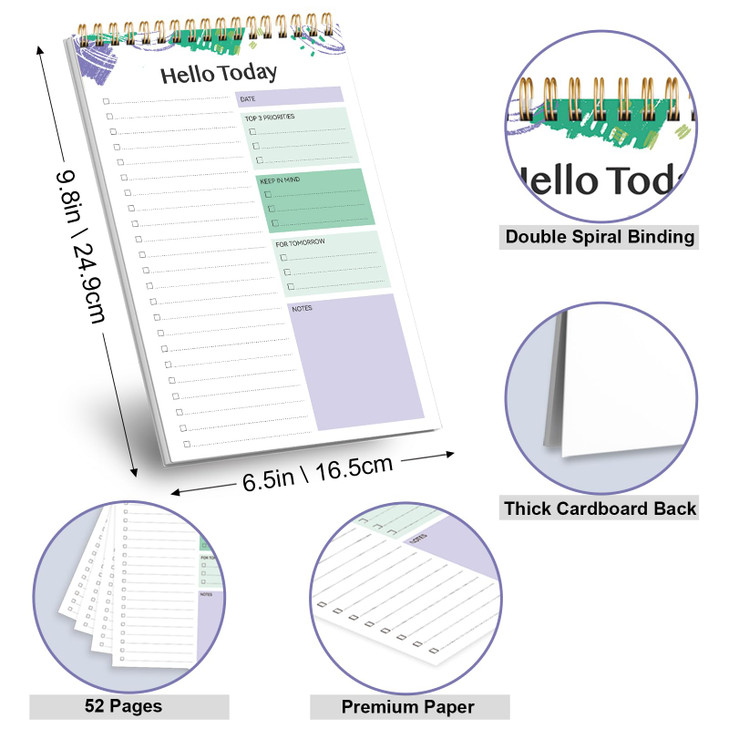 Daily To Do List Notepad - 52 Sheets Spiral Planner Checklist Notebook Work Organizer Planning Pad Perfect for Enhanced Productivity and Tasks Goal A