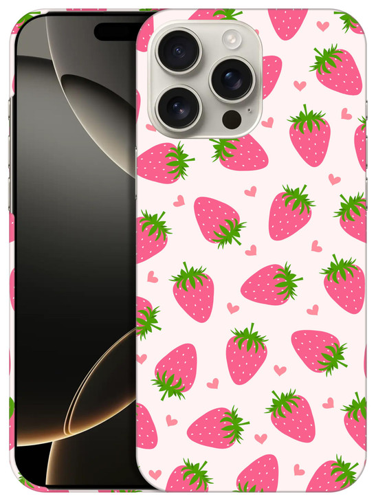 SuzaCase Back Case for iPhone 16 Pro Max, iPhone 16 Pro Max Case - Stylish Strawberry Pink Pattern Design Printed Cute, Sleek Durable Hardshell Prote