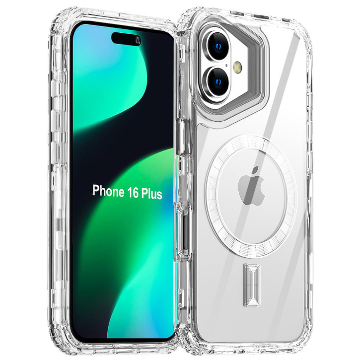 AICase for iPhone 16 Plus Case,Clear Built for MagSafe,3 in 1 Heavy Duty Drop Protection Rugged Shockproof/Drop/Dust Proof 3-Layer Protective Durable