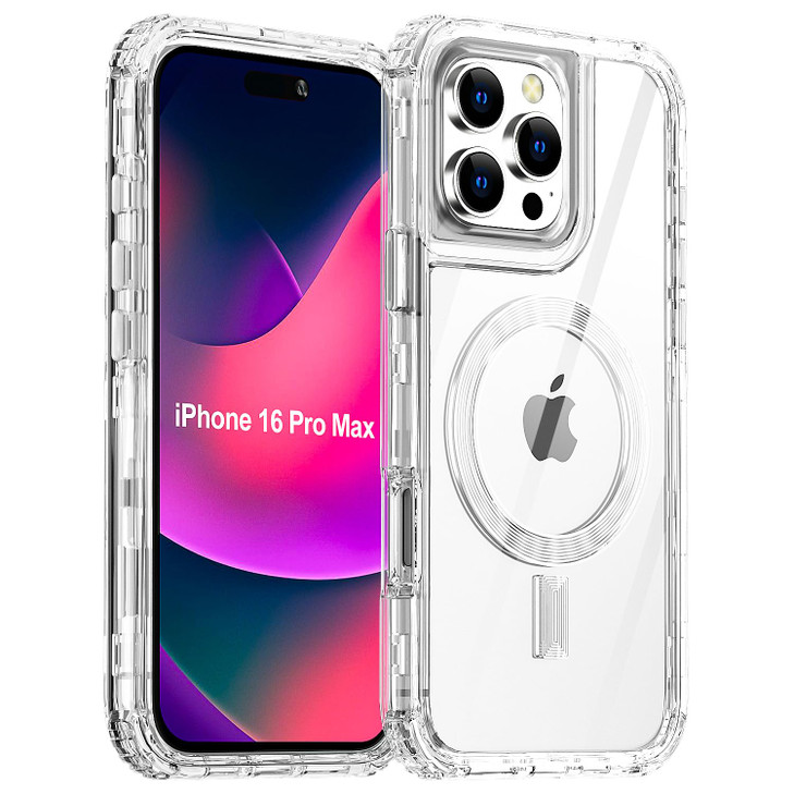 AICase for iPhone 16 Pro Max Case,Clear Built for MagSafe,3 in 1 Heavy Duty Drop Protection Rugged Shockproof/Drop/Dust Proof 3-Layer Protective Dura