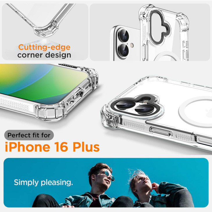 AICase Bounce Case Compatible with iPhone 16 Plus Compatible with Magsafe Clear, Magnetic [Non-Yellowing] [21.3 FT Military Drop Protection] Mag Safe