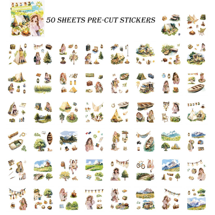 Auguro Scrapbook Stickers 50 Sheets Vintage Coffee journaling Sticker 400 Pre-Cut Washi Stickers Scrapbooking Supplies Collage Decorative DIY Arts Cr