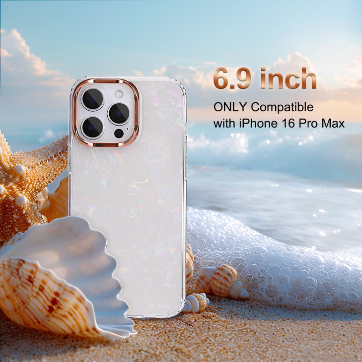 MOSISO Phone Case Compatible with iPhone 16 Pro Max 6.9 inch, Slim Anti-Fingerprint Protective Sparkly Pearl Glitter Translucent Phone Cover with Sho