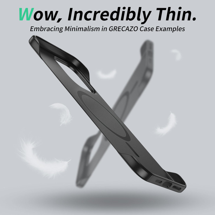 GRECAZO Magnetic Ultra Thin Frosted Designed for iPhone 16 Pro Max Frameless Case 6.9 inch [Compatible with MagSafe] Slim Minimalist Lightweight Matt