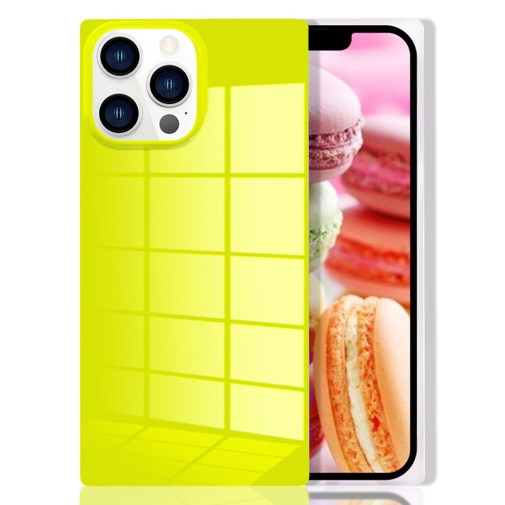 Omorro Compatible with iPhone 16 Pro Max Rectangle Neon Rectangle Phone Case for Women, Neon Bright Fluorescence Luxury Designer Flexible Soft Slim R