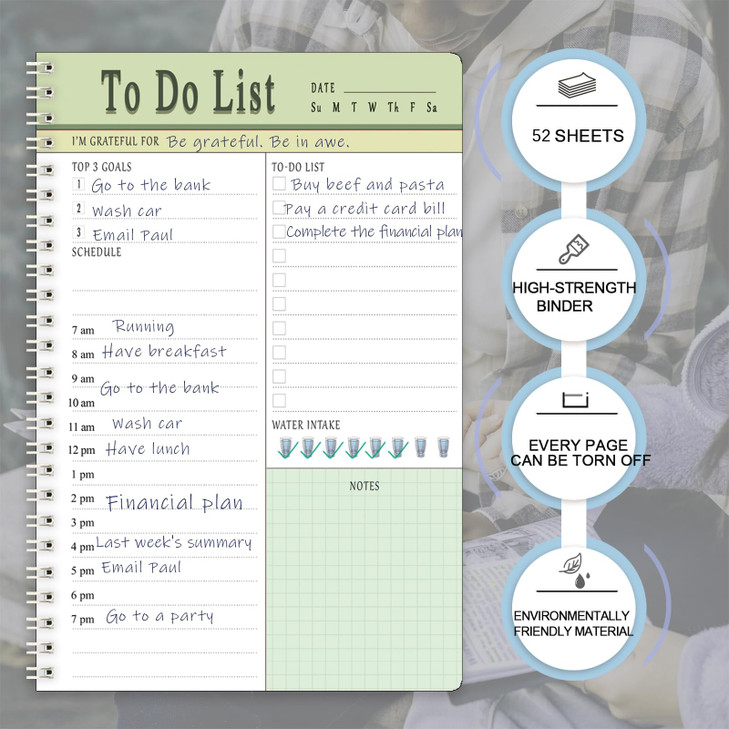 To Do List Notepad, Totally 100 Pages To Do List Notebook A5 Undated Daily Planner Notepad with Task Checklist Home Office School Supplies, Green