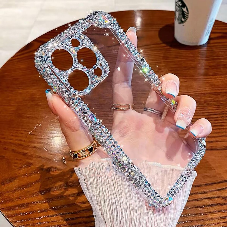 Changjia Clear Glitter Case for iPhone 16 Plus, Cute Luxury Bling Sparkly Diamond Rhinestone Camera Protection Soft TPU Bumper Shockproof Women Girls