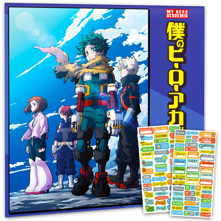 My Hero Academia Calendar 2026 - Deluxe 2026 Deku Izuku Midoriya and Katsuki Bakugo Wall Calendar Bundle with Over 100 Reminder Stickers (Anime Gifts