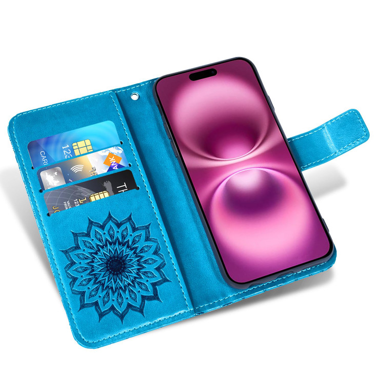 Phone Case for iPhone 16 Plus 6.7 inch Wallet with Tempered Glass Screen Protector and Sunflower Leather Slim Flip Cover Card Holder Stand Cell Acces