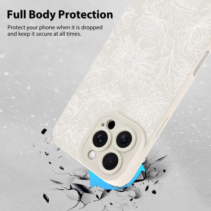 MZELQ for iPhone 16 Pro Max Case, Silicone Floral Flower Sunflower Cute Pattern, Camera Protection Soft Slim Phone Case for Phone Case -White