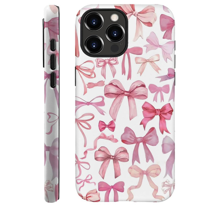 Generic Compatible with for iPhone 16 Pro Max,Colorful Pink Bow Ribbon Phone Case for Girl Women Boy Men,Scratch Resistant Shockproof Cover Phone Cas
